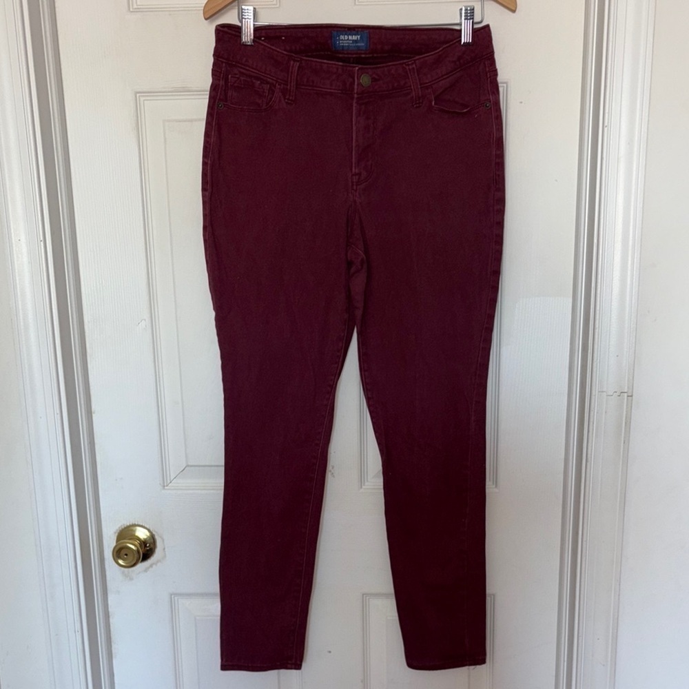 Old Navy Maroon Mid Rise Rockstar Jeans